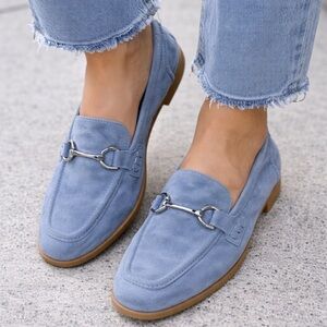Steve Madden Blue Suede Horsebit Loafers Womens Size 10 NWOT